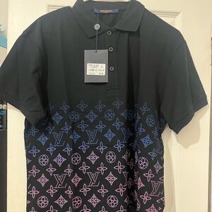 Louis Vuitton Black Polo with Blue and Pink Accents